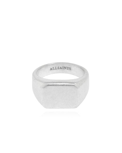AllSaints White Brass Signet Ring Alldis for men