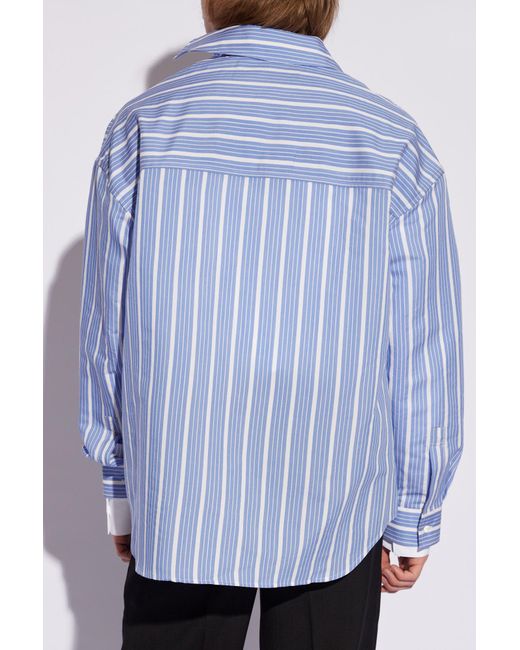 Jacquemus Blue 'Cuadro' Asymmetrical Shirt for men