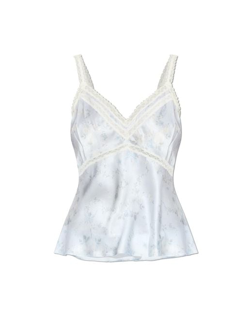 LoveShackFancy Blue Silk Top 'Lirena'