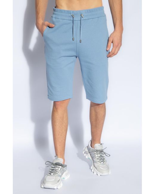 Balmain Blue Shorts With Logo, for men