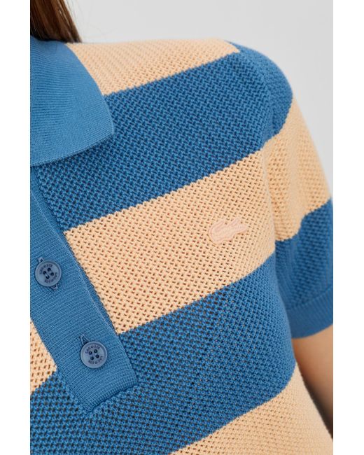 Lacoste Blue Striped Pattern Polo