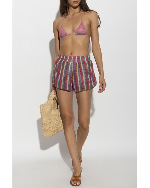 Oseree Red Shorts With Lurex Thread