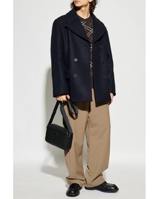 Burberry Blue Short Coat "Shelborne" for men