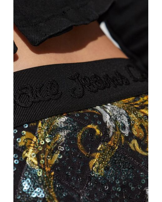 Versace Jeans Couture Green Sequin Skirt With Barocco Pattern