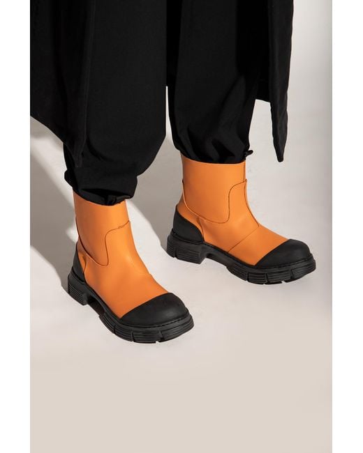 Ganni Short Rain Boots in Orange Lyst