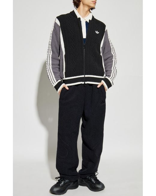 Adidas Originals Black Cardigan With Decorative Knit for men
