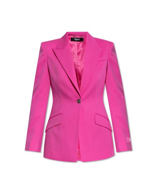 Versace Pink Wool Blazer With Closed Lapels
