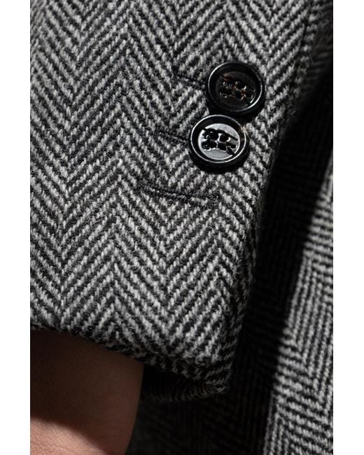 Burberry Black Herringbone Pattern Coat for men