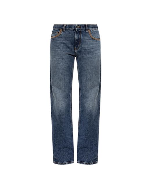 Etro Blue Straight-Leg Jeans for men