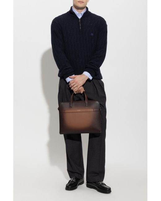 Etro Blue Cashmere Sweater With Embroidered Logo for men