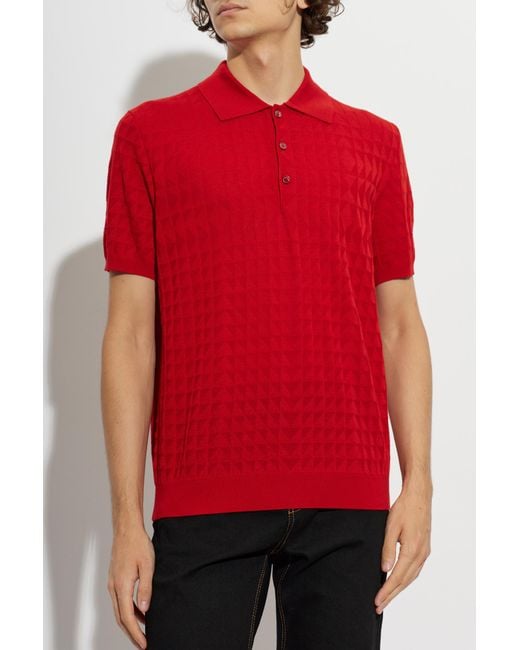 Versace Red Wool Polo for men