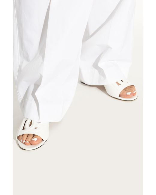 Dolce & Gabbana White Heeled Slippers