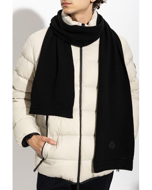 Moncler Black Wool Scarf for men