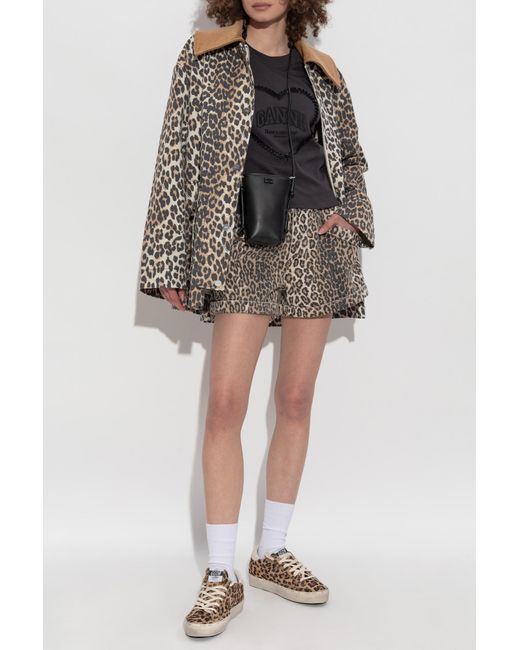 Ganni Black Jacket With Animal Print