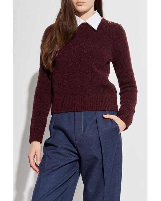 Bottega Veneta Purple Sweater With Wool Trim