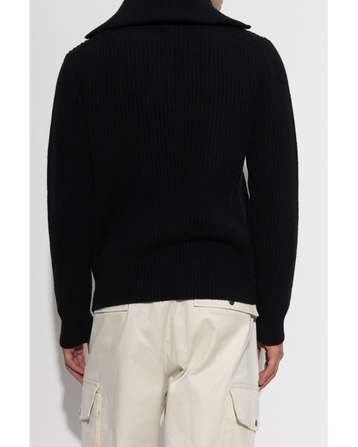 Moncler Black Wool Turtleneck With Logo Patch for men