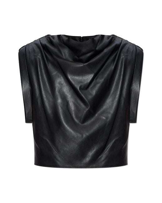 Balmain Black Imitation Leather Top