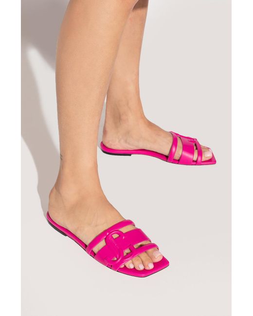 Jimmy Choo Leather 'laran' Slides in Pink | Lyst