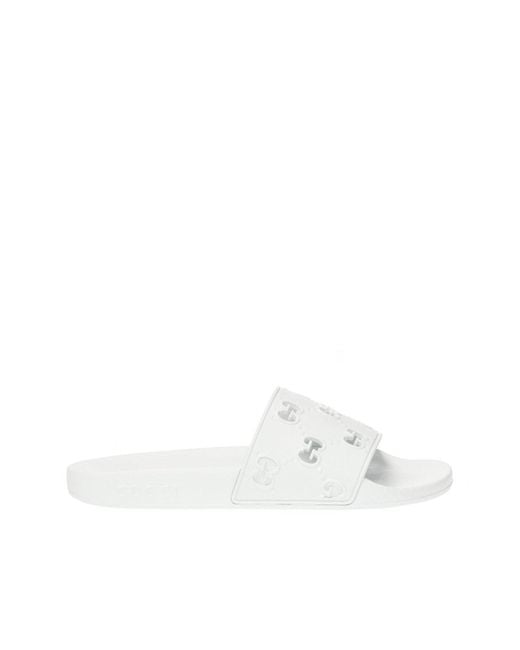 Gucci White Rubber GG Slide Sandal