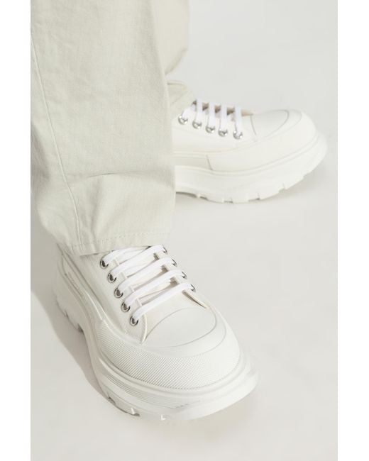McQueen Tread Slick White Canvas Lace-up for men