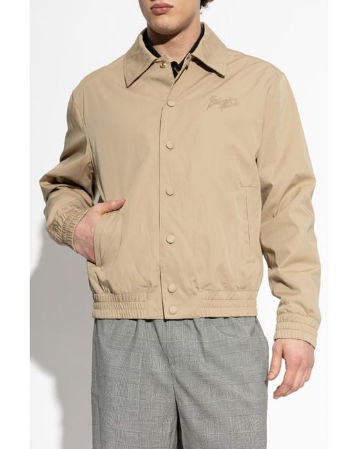 Balmain Natural Jacket With Embroidered Logo for men