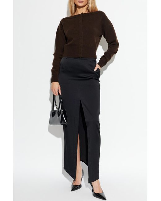 Tom Ford Black Satin Skirt With Slit