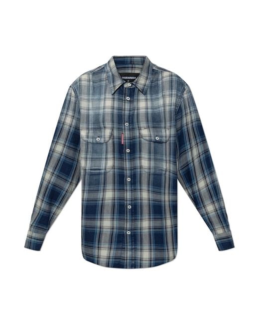 DSquared² Blue Plaid Pattern Shirt