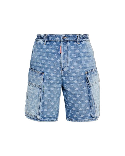 DSquared² Blue 'Cargo' Shorts With Monogram for men