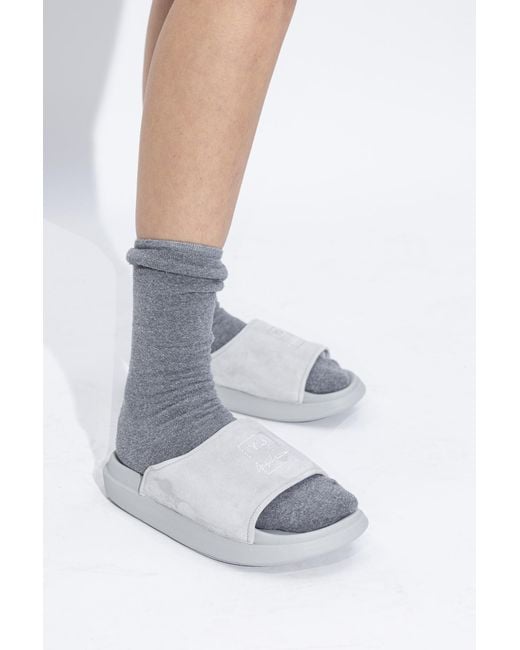 Y-3 Gray Flip-Flops With Logo for men