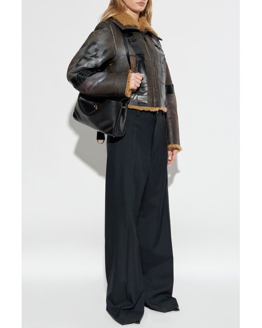 Balenciaga Black Shearling Coat With Vintage Effect
