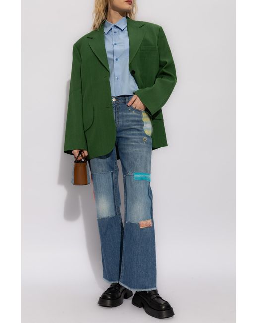 Marni Blue Cropped Shirt In Cotton,