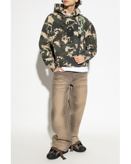 A Bathing Ape Green Sweatshirt With Logo for men
