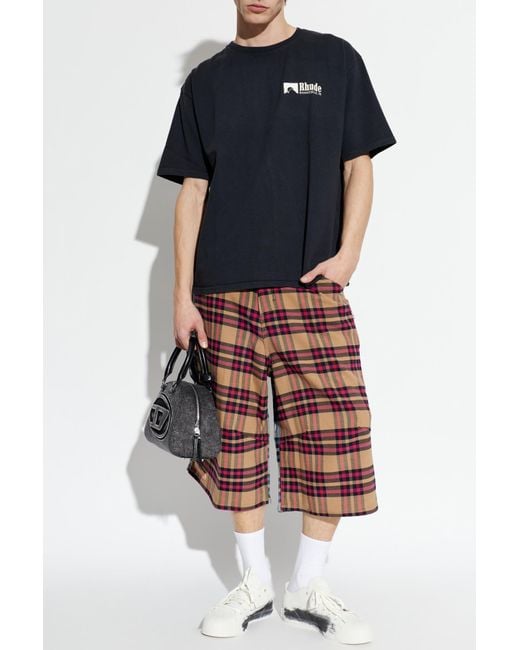 Rhude Blue T-Shirt With Printed Logo for men