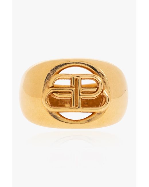 Balenciaga Metallic Ring With Logo