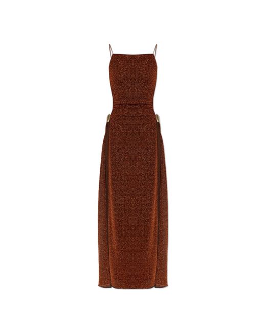 Oseree Brown Dress With Lurex Thread