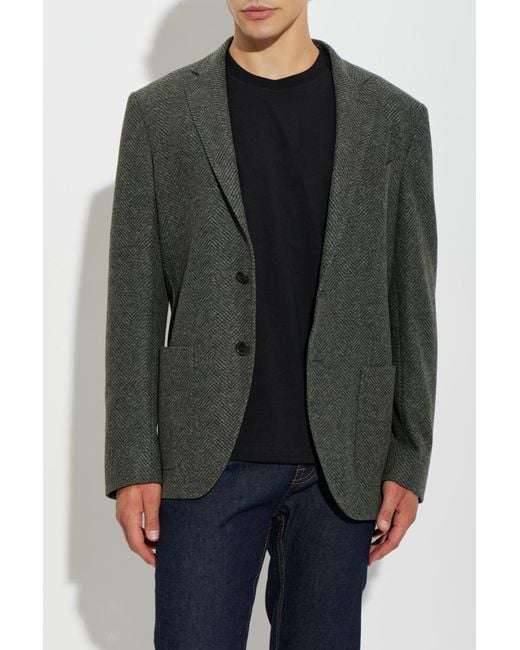 Etro Green Herringbone Pattern Blazer for men