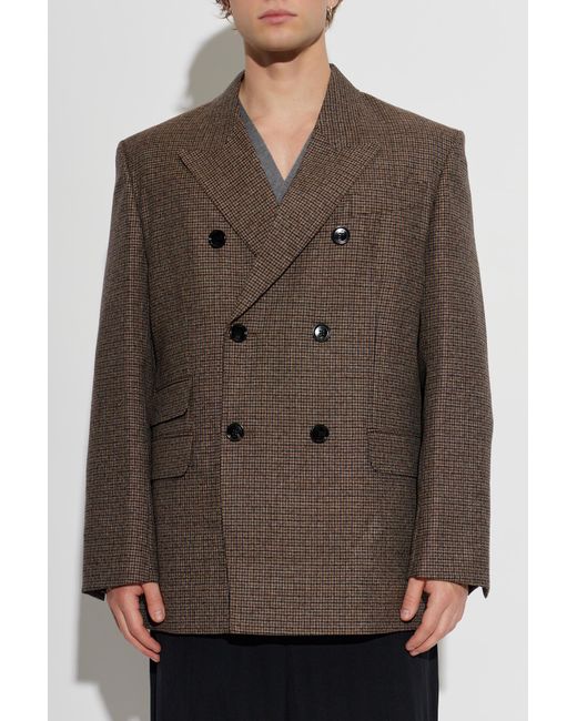 AMI Brown Wool Blazer With Double Vent for men