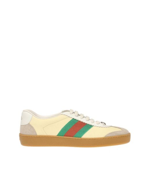 Gucci Yellow G74 Leather Sneaker With Web