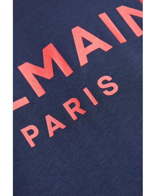 Balmain Blue T-Shirt With Printed Logo for men