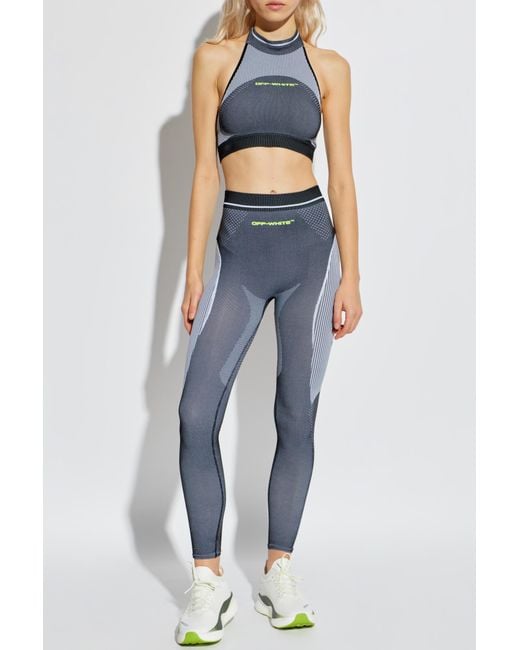 Off-White c/o Virgil Abloh Blue Short Off-Shoulder Top