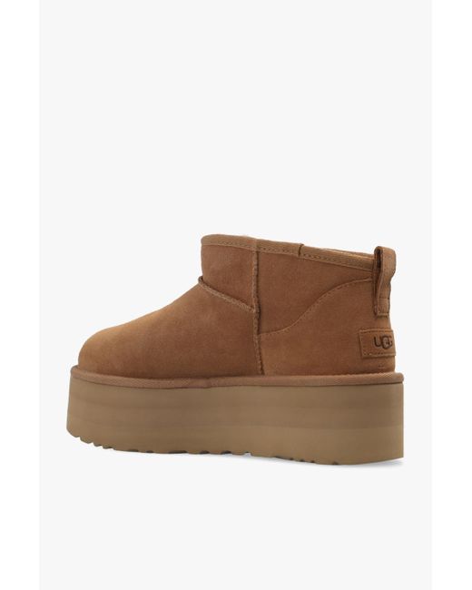 Ugg Brown Classic Ultra Mini Platform Suede Classic Boots