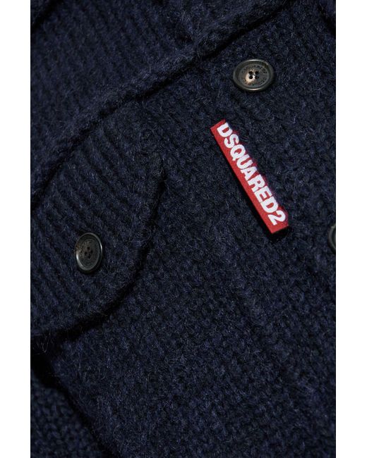 DSquared² Blue Wool Cardigan for men