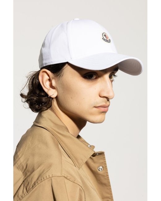 Moncler White Cap With Logo for men