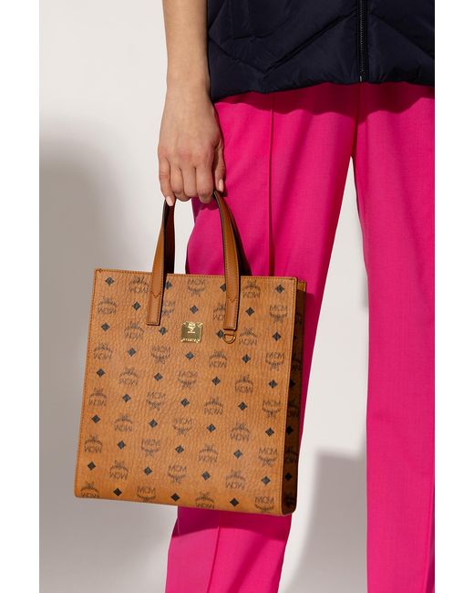 MCM Brown Monogrammed Shopper Bag