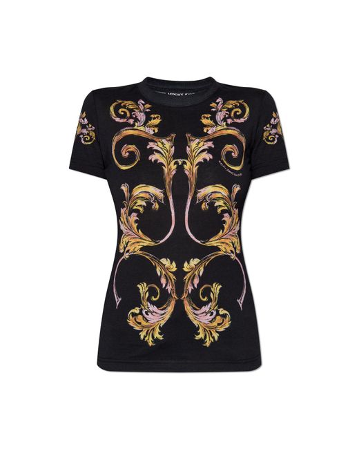 Versace Jeans Couture Black T-Shirt With Barocco Print