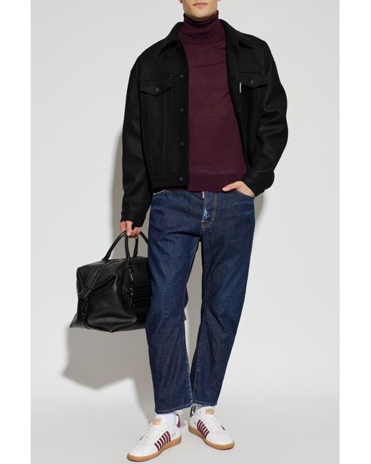 DSquared² Purple Wool Turtleneck With Embroidered Logo for men