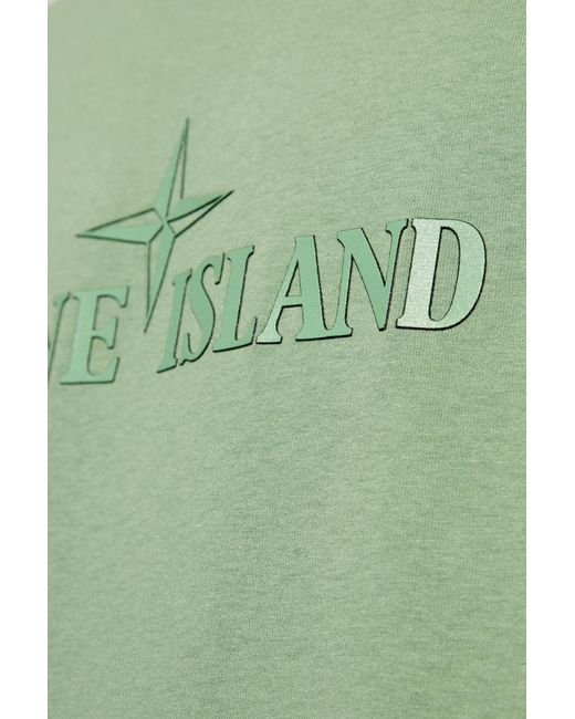 Stone Island Green T-shirt With Logo, for men