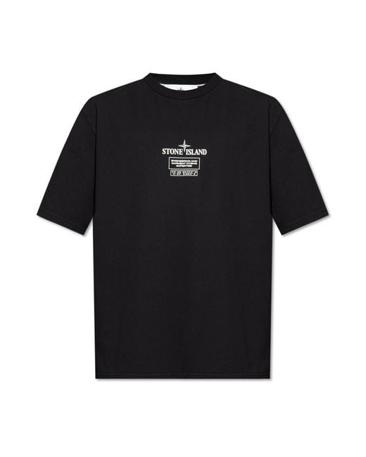 Stone Island Black T-Shirt With Logo for men