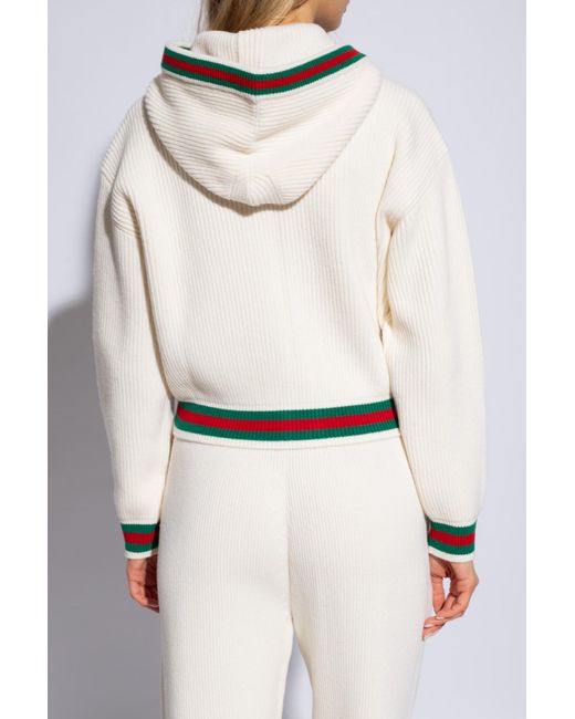 Gucci White Wool Cardigan With Hood,
