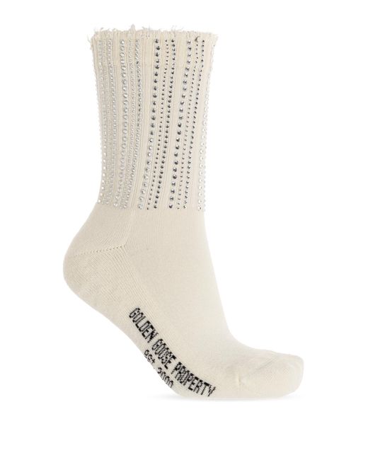 Golden Goose Deluxe Brand White Socks With Shimmering Embellishments
